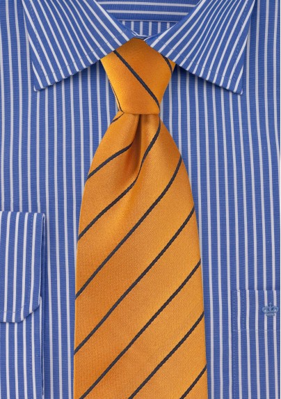 Traditional Striped Tie in Muted Orange