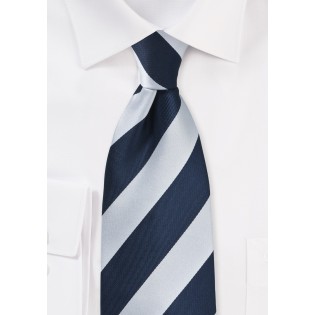 Navy and Silver Striped Kids Tie