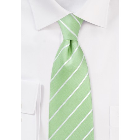 Summer Silk Tie in Pistachio and White