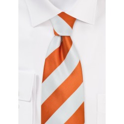 Bright Orange and White Tie in XL