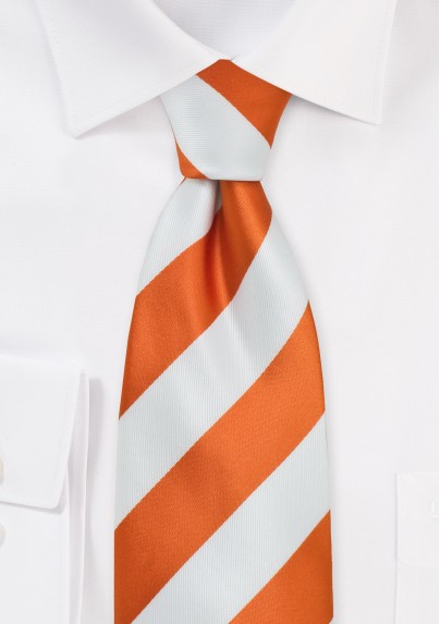 Bright Orange and White Necktie