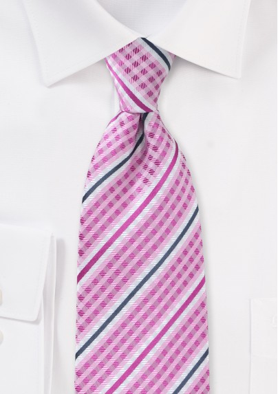 Checked Bowtie in Fuchsia with Navy Accents