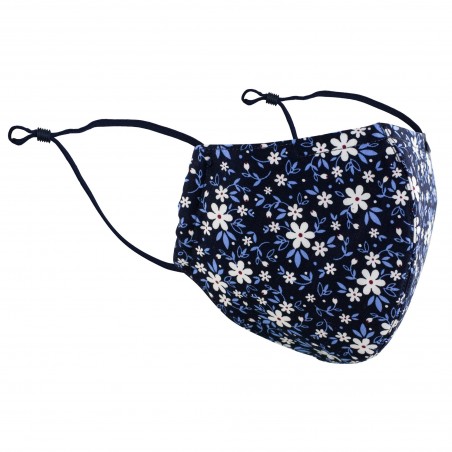 Fun Floral Print Filter Mask in Navy