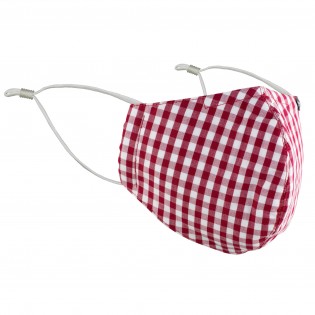 Gingham Check Cotton Mask in Cherry