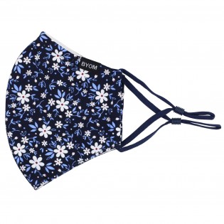 Fun Floral Print Filter Mask in Navy