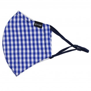 Gingham Check Cotton Mask in Royal