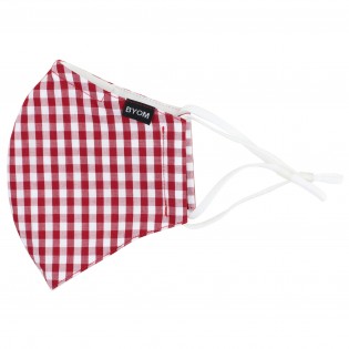 Gingham Check Cotton Mask in Cherry