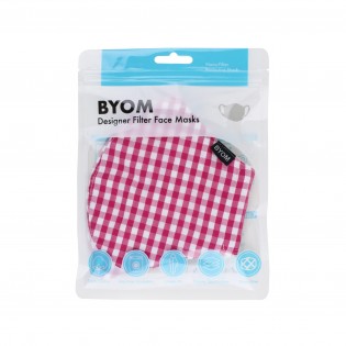 Gingham Check Cotton Mask in Pink in Mask Bag