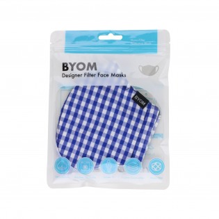 Gingham Check Cotton Mask in Royal in Mask Bag