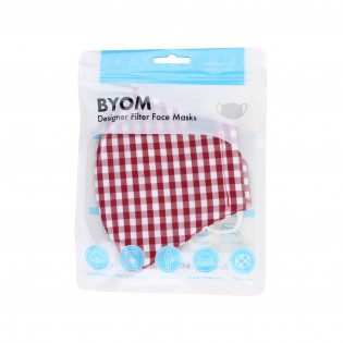 Gingham Check Cotton Mask in Cherry in Mask Bag