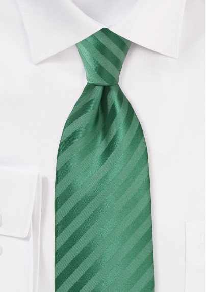 Pine Green Hued Kids Tie with Subtle Stripes