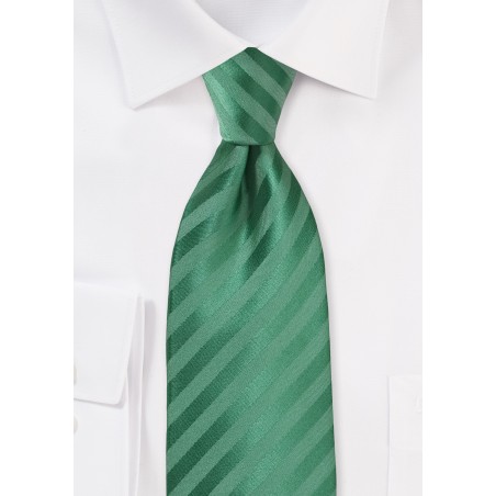 XL Length Striped Tie in Pine Green