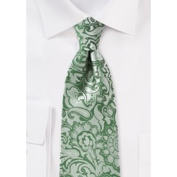 XL Paisley Tie in Clover Green