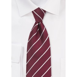 Striped Tie in Classic Burgundy