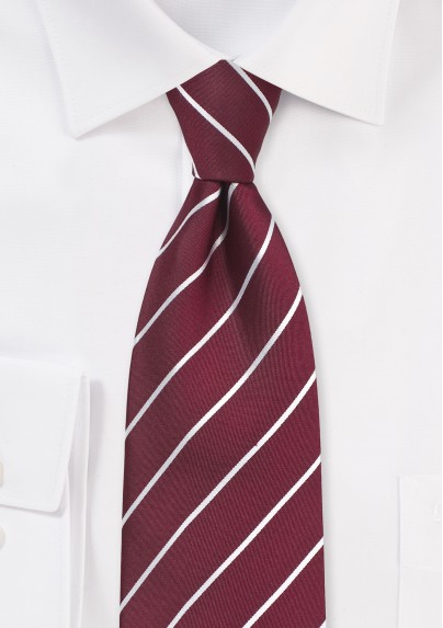 Striped Tie in Classic Burgundy