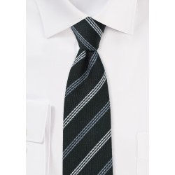 Black and Gray Striped Wool Tie