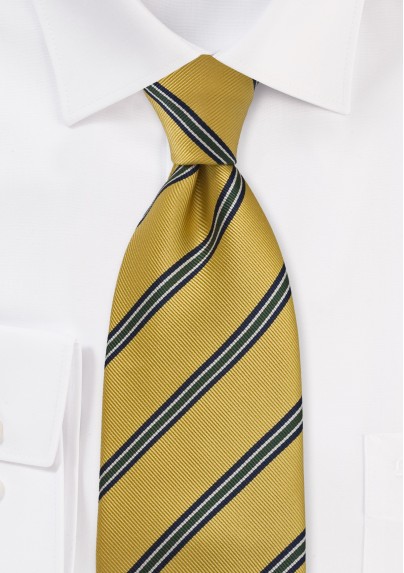 Golden Yellow Repp Striped Kids Tie
