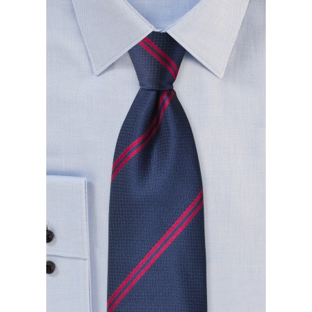 Modern Striped Tie in Navy and Red