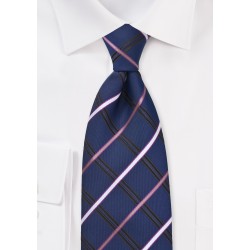 Navy Blue Checkered Necktie