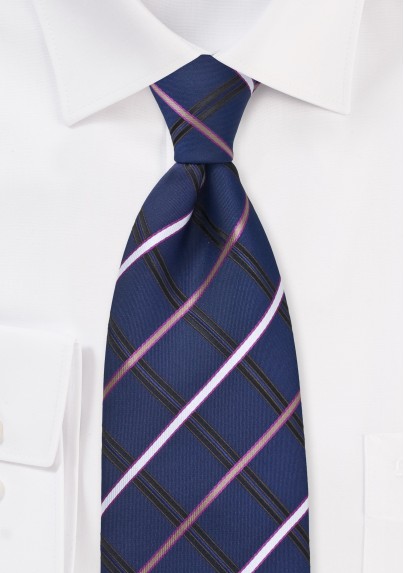 Navy Blue Checkered Necktie
