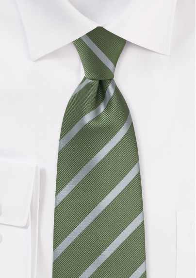 Fern and Silver Striped Tie