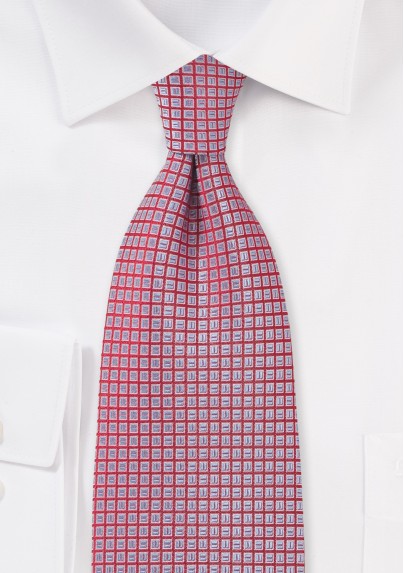 Cherry and Blue Jay Checked Tie