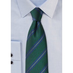 Striped Tie in Hunter Green and Navy