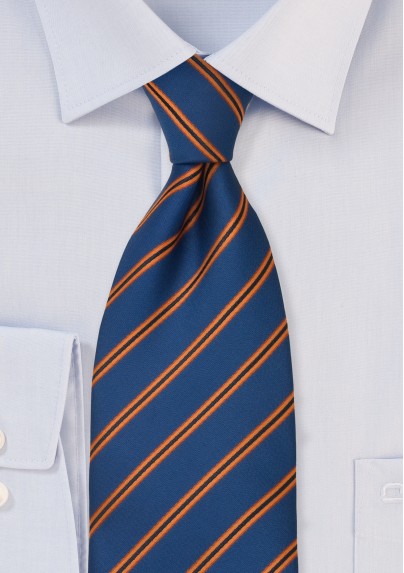 Royal Blue and Orange Striped Tie