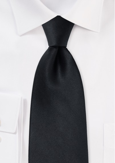 Solid Black Silk Necktie for Kids