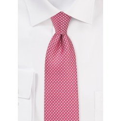 Dark Coral Red Tie with Silver Dots