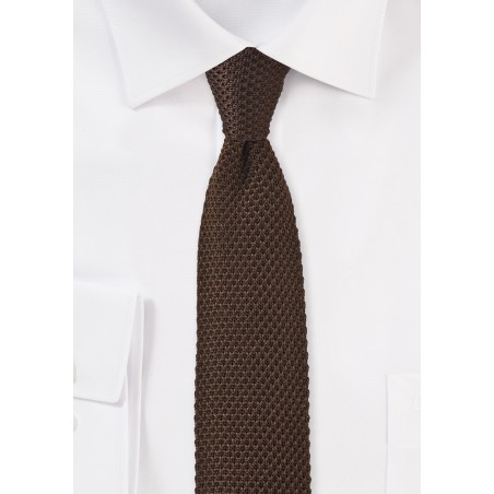 Coffee Brown Knitted Silk Tie