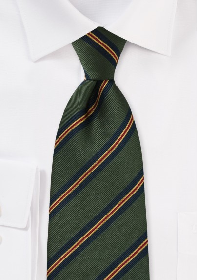 XL Length Regimental Tie in Dark Green