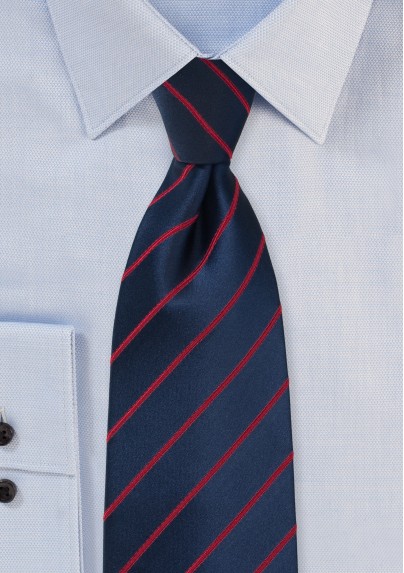 Midnight Blue Tie with Persian Red Accents