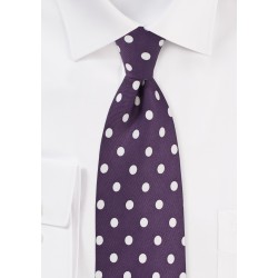 Plum Purple Tie with White Polka Dots