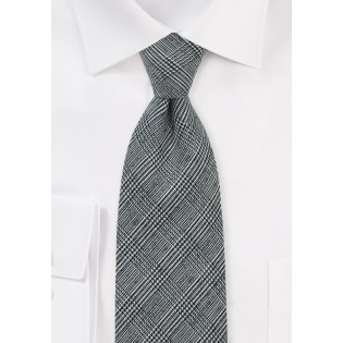 Wool Glen Check Tie in Black and White