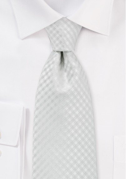 Micro Check XL Tie in Eggshell White