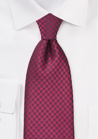 Guava Pink Gingham Patterned Tie