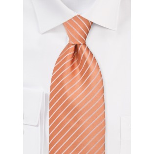 Bright Peach Orange Tie in Extra Long Size