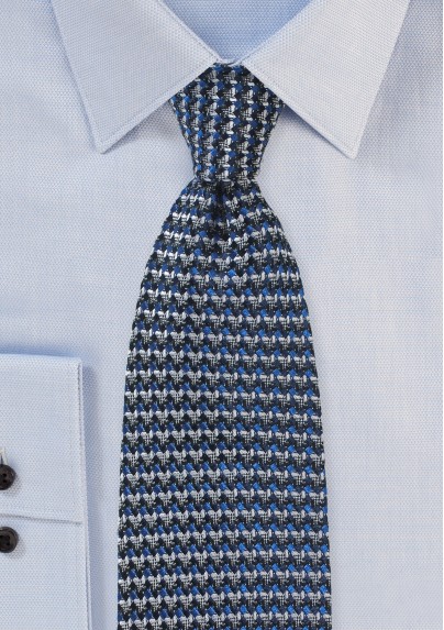 Retro Weave Tie in Blue and Gray
