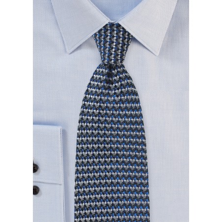 Retro Weave Tie in Blue and Gray