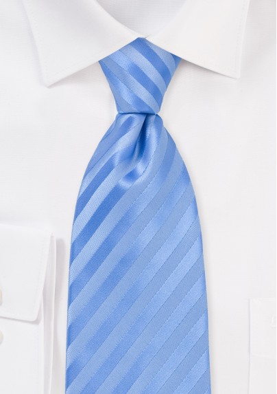 Tonal Light Blue Striped Tie in XXL Length
