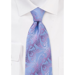 Men's Tie & Handkerchief Set Slim Dk Blue Pink Paisley Quality Cotton MTC09 