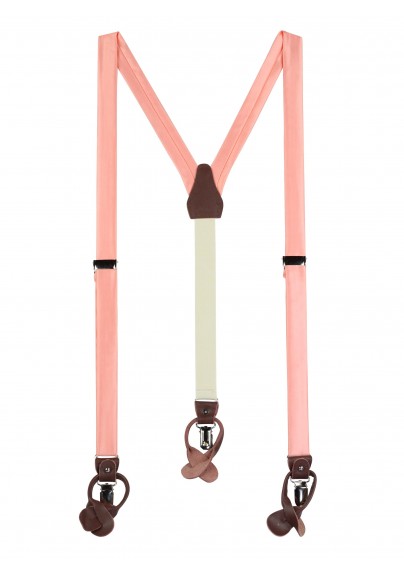 Solid Peach Pink Suspenders