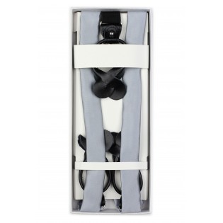 Light Silver Fabric Suspenders in Box