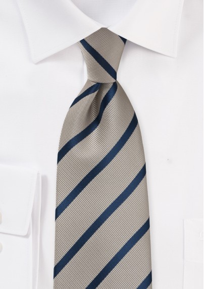 Platinum and Navy Stripe Tie