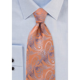 Tangerine Paisley Tie