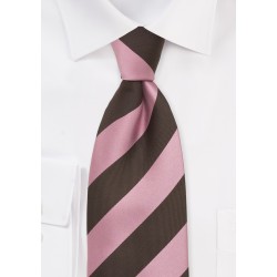 Pink and Brown Striped Silk Tie