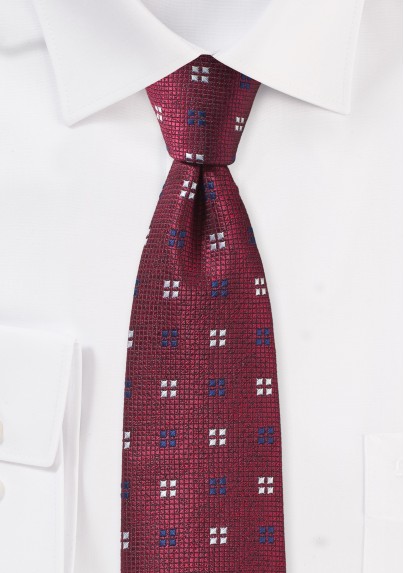 Textured Skinny Tie in Cherry Red - Mens-Ties.com