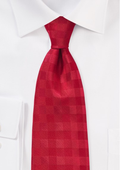 Monochromatic Gingham Tie in Bright Red