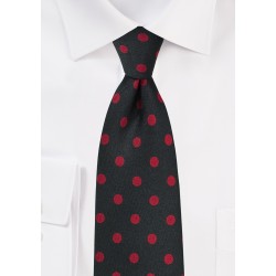 Black Necktie with Red Polka Dots